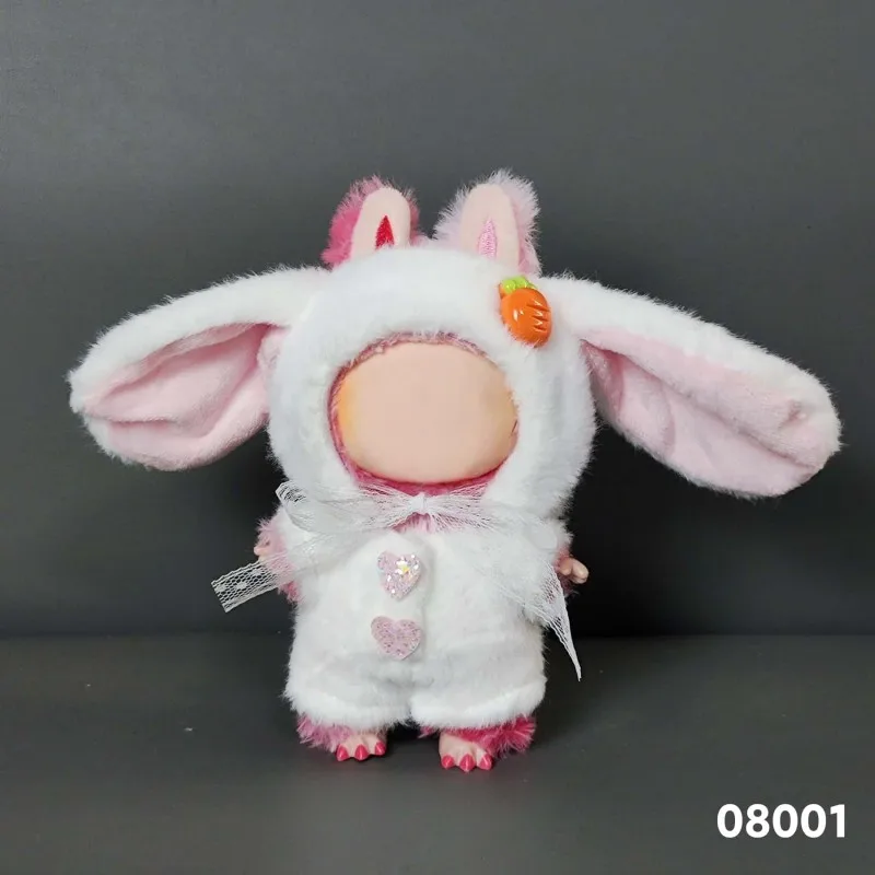 Vêtements pour poupées idole Labubu Ii, 15-17cm, accessoires de tenue de fête assise, vêtements en peluche à oreilles de lapin, cadeau pour enfants, bricolage