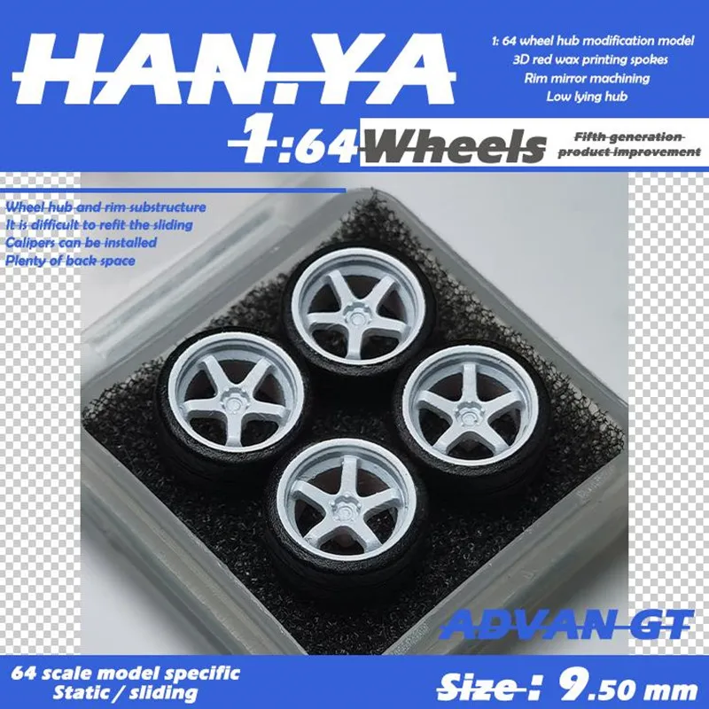 HANYA 1/64 Model Car Resin Wheels  for Toy Model Diecast Cars Refiting Parts for Tomica MiniGt (4pcs 1set)