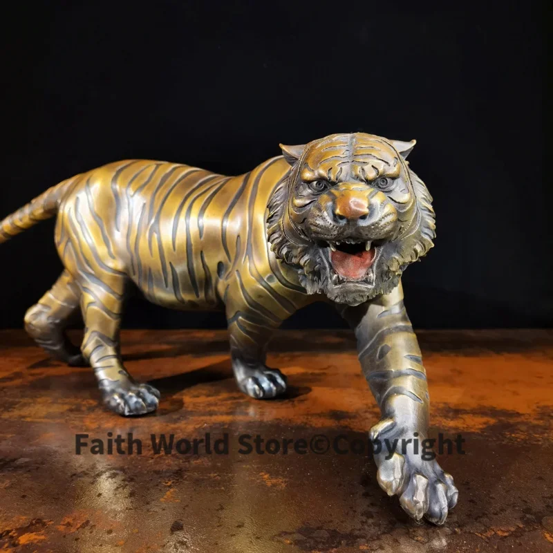 Rare 2025 Top decorative art HOME ROOM business Mascot bring wealth Money GOOD LUCK Copper tiger leopard statue 51cm large