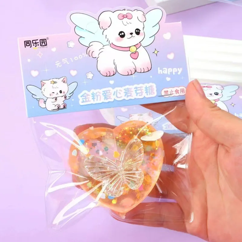 Tpr-子供の感覚玩具,ゆっくりとしたバウンス,金色のほこり,蝶,心臓,ストレス解消,柔らかい色の変化,減圧