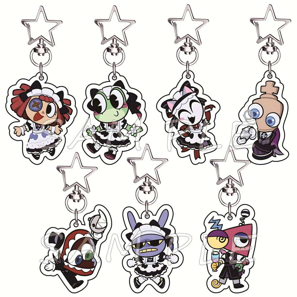 The Amazing Digital Circus Maid Outfit 6cm Acrylic Keychain Cartoon Bag Charm Car Key Ring Fans Collectible Gift