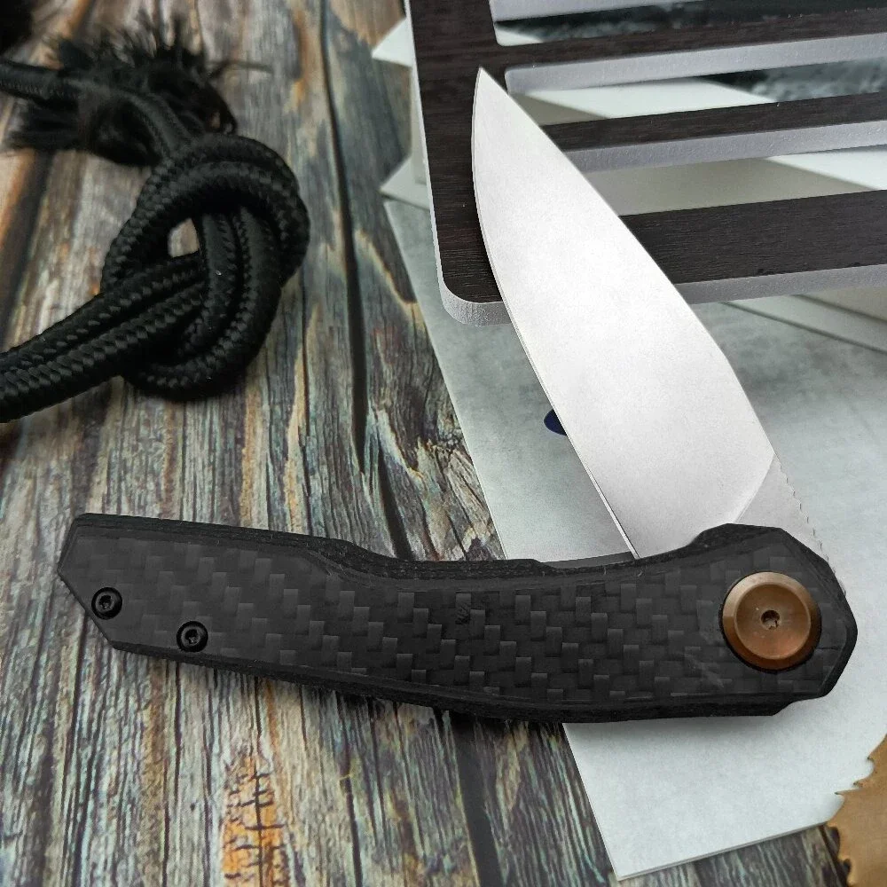 

ZT0545 Portable Carbon Fibre Handle Camping Survival Utility EDC Knife Tactical Outdoor Pocket Folding Knife with D2 Blade