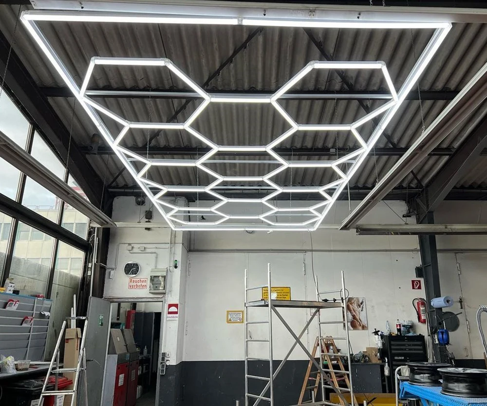 

Hexagon Detailing Workshop clothing store Lights Led For Car Shop And Garage honeycomb lights Led hexagon Work Garage Light Ceil