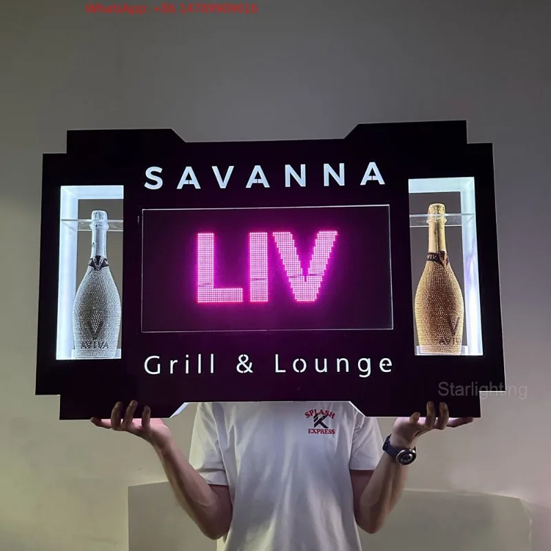 

Premium Custom LED Liquor Display StandNightclub Rechargeable VIP Glorifier Display Screen LED Double Champagne Bottle Pr