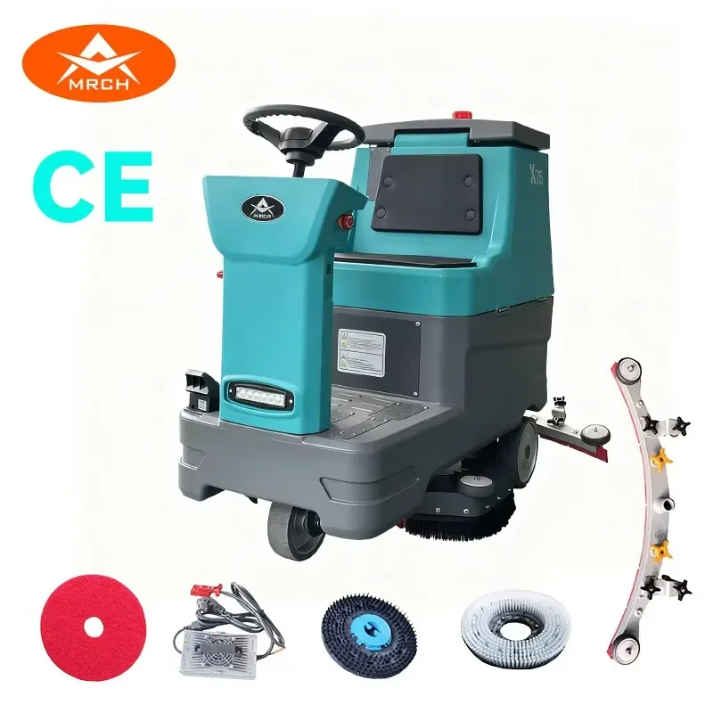 New Patented MRCH Industrial Electric Riding Scrubber 180 Min Runtime for Scrubbing Vacuuming Polishing