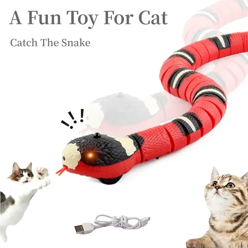 Smart Sensing Interactive Cat Toys Simulation Animal Snake Cat Teaser USB Toy for Children Home Pets Playing