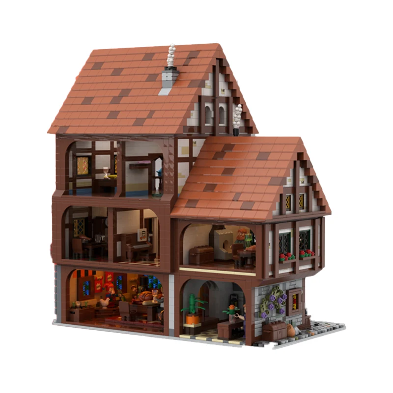 Medieval Street View Series Modular French House Building Block Architecture DIY Model High Difficulty Collection Brick Boys Toy