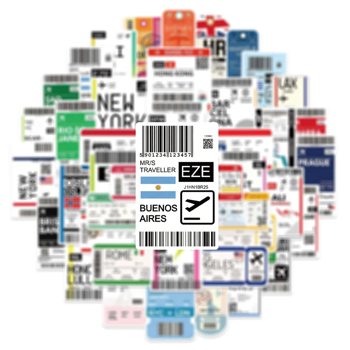 10/50PCS Airplane Ticket Graffiti Stickers Exquisite Fashion Sticker for Phone Computer Notebook Stationery DIY Toys Secret