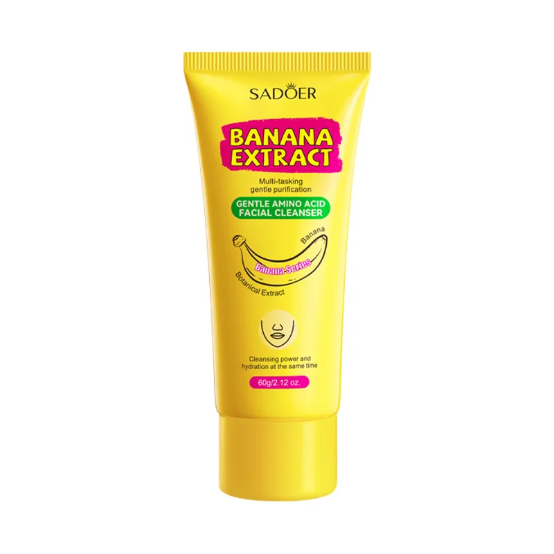 SADOER Banana Facial Cleanser Deeply Cleansing Oil Control Moisturizing Blackhead Removal Skin Care Face Wash Foam Cleanser