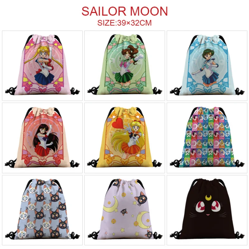 Anime Sailor Moon zaino donna borse con coulisse borsa a tracolla in tela per ragazze da viaggio zaino borse portaoggetti porta scarpe regalo