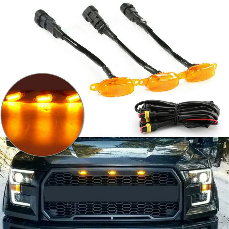 3pcs/4pcs Universal Car Front LED Grille Light Bulbs Accessories 12V LED Grille Lights for Ford F150 2010-2018 Front Bumper Lamp