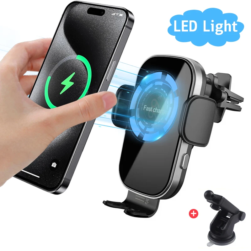 

Car Air Vent Phone Holder Stand 15W Wireless Charger Mount For iPhone 17-12 Samsung S25 Xiaomi Fast Charging Cellphone Bracket