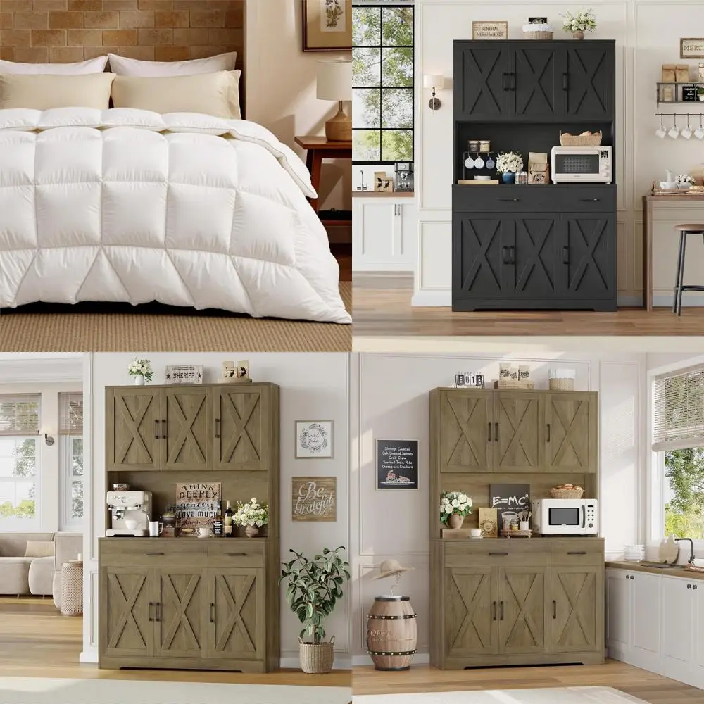 لحاف من ريش السرير بحجم كوين، حشوة لحاف منفوشة من القطيفة مع حقيبة تخزين و8 علامات تبويب زاوية، قطن فائق النعومة #1