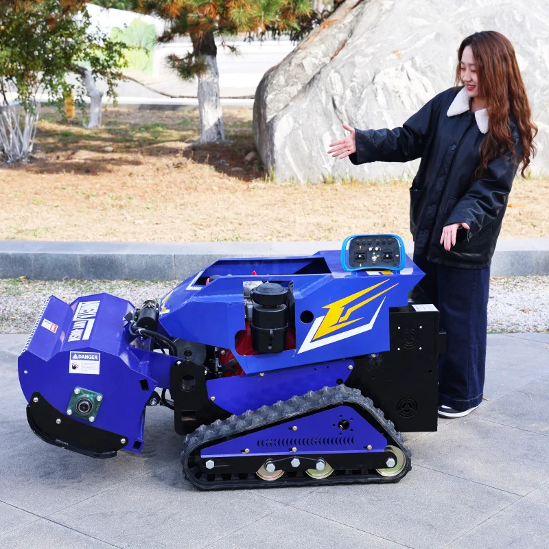 

Customized New Design Mini Garden Crawler Flail Mowers 800mm 1000mm 4-Stroke Self Propelled Remote Lawn Mower