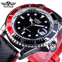 WINNER 002 Fashion Men's Mechanical Watch Luxury Style Calendar Night Light Business Black White Classic Men's Automatic Watch