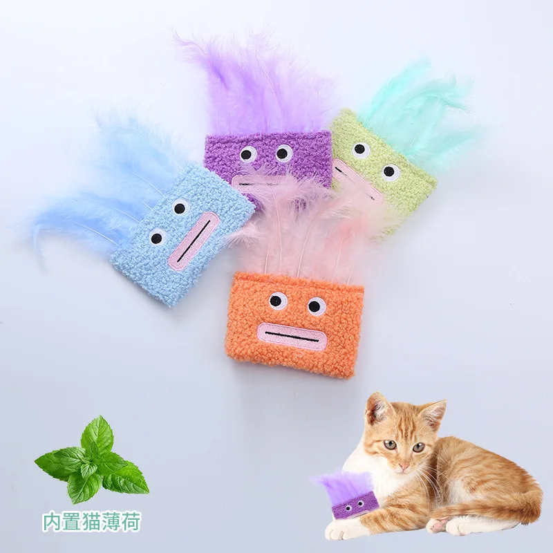 New catnip cat toys Funny jelly lip shape with feather feather plush sound paper pet supplies