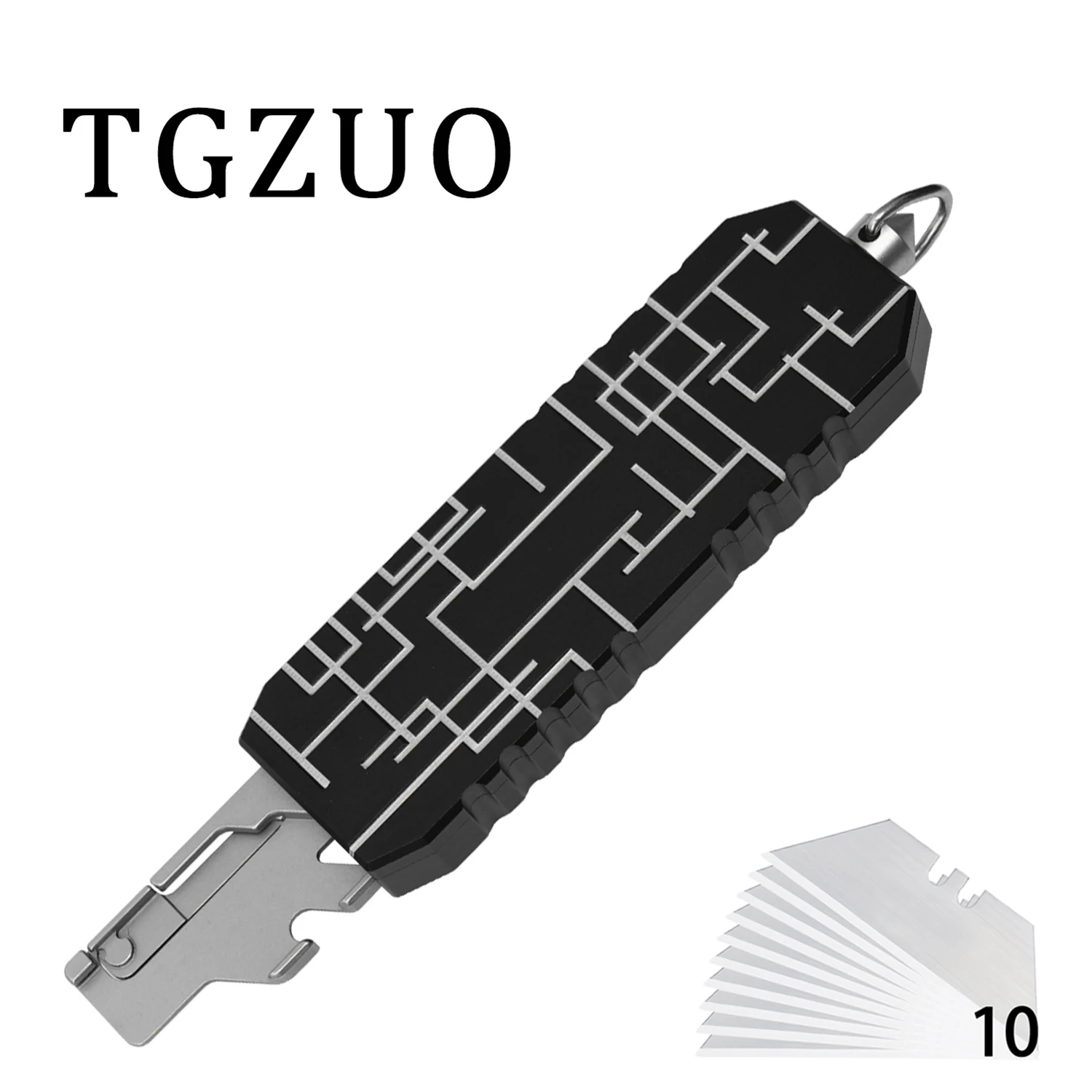 Allzweckmesser aus Aluminiumlegierung, Holzbearbeitungswerkzeug, abnehmbare SK5-Stahlklinge, tragbar, für den Außenbereich, EDC-Werkzeug, schwarz, neuer Klingenkopf