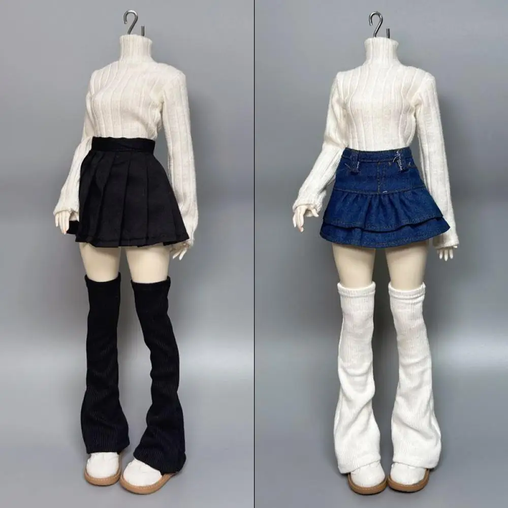 New Doll Clothes for 1/3 1/4 1/6 Bjd Doll Knit High Collar Sweater Pleated Skirt Leg Sock Girl Diy Toy Dress Up Doll Accessories