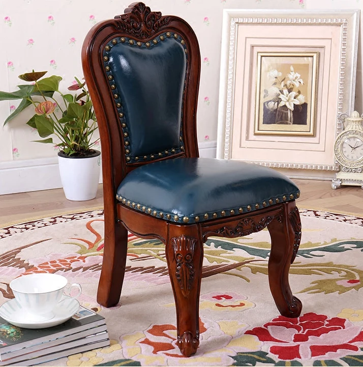 

Customizable European leather small chair mini backrest coffee table small stool solid wood