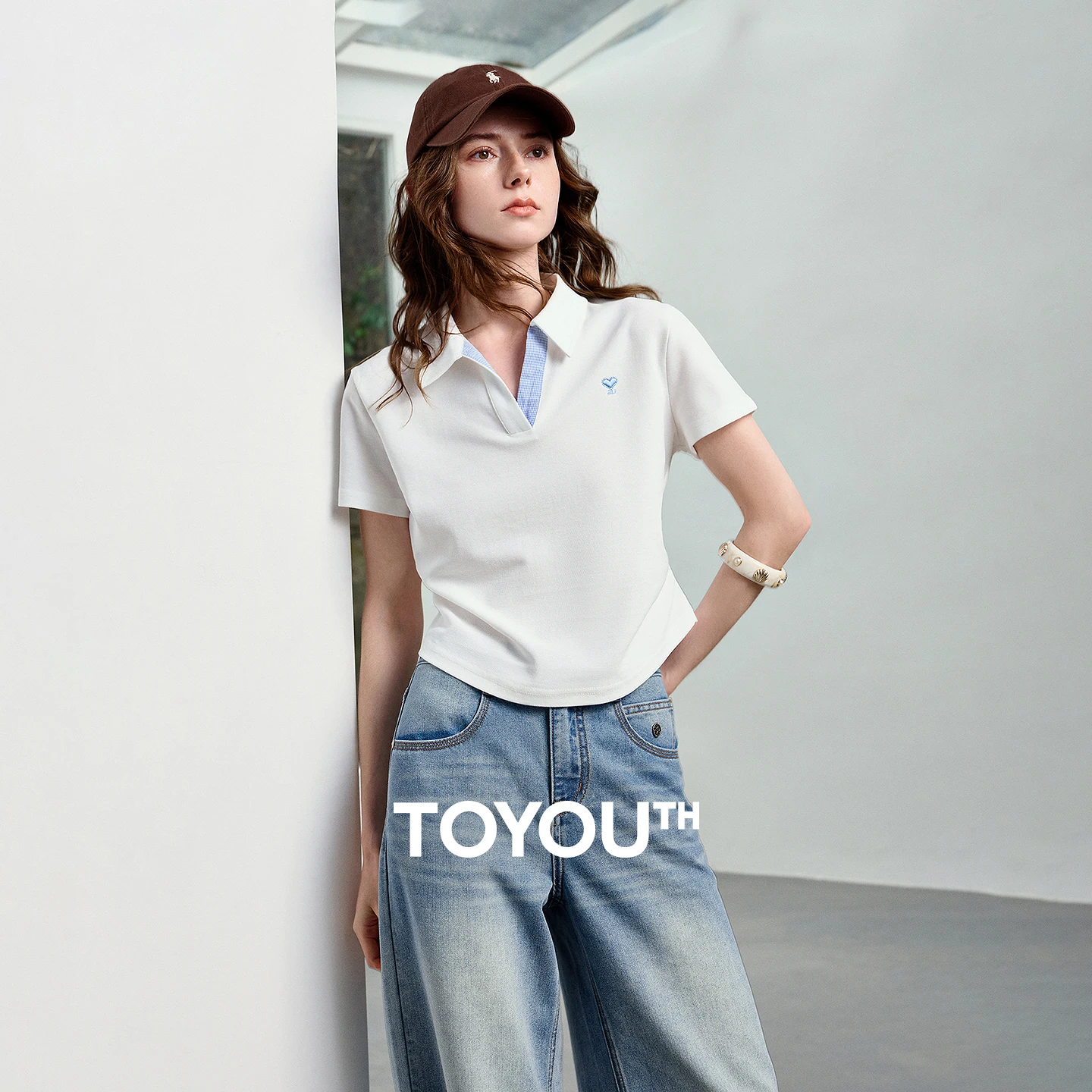 TOYOUTH Women Polo T-Shirt 2026 Summer New Regular Fit Short Length Waist Cinched Smart Casual Light Sporty Trendy Tops