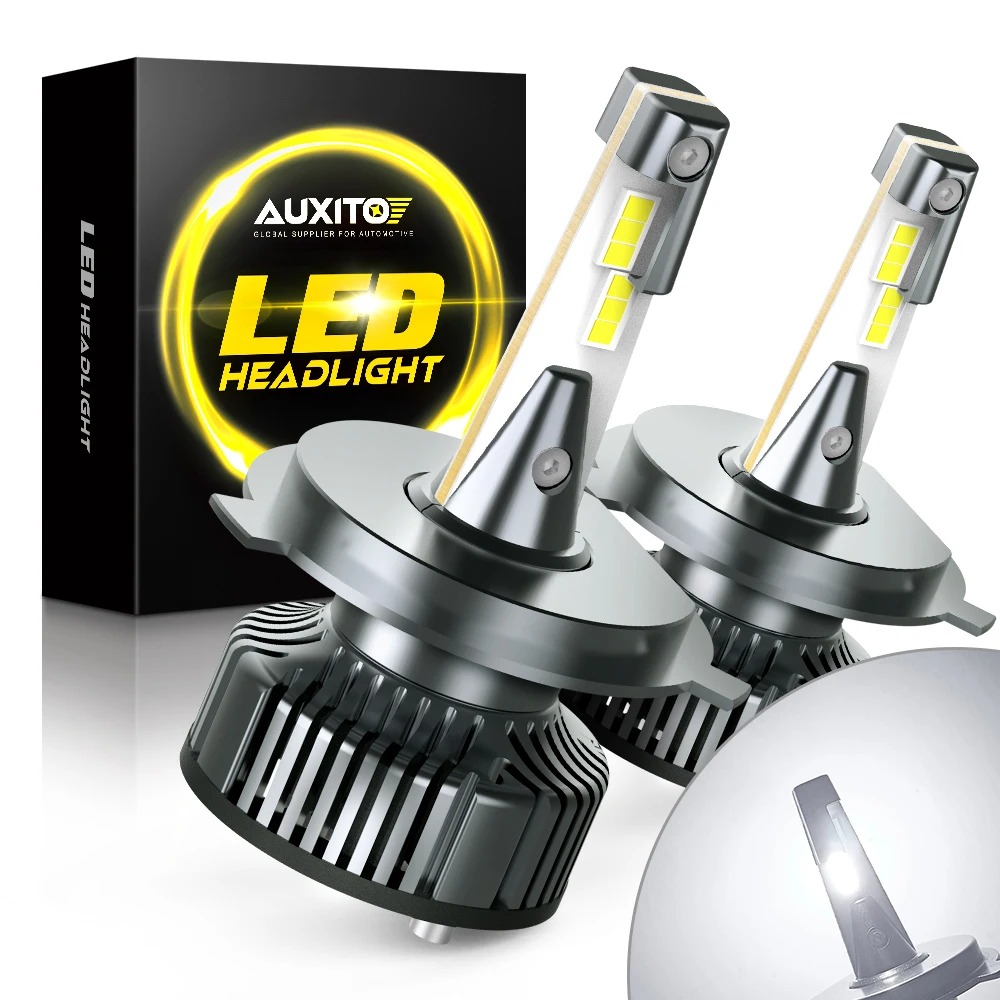 AUXITO 2Pcs H4 HB2 LED High Low Beam 9003 Turbo Car Front Headlight Bulbs 6500K White 9005 HB3 H11 H7 Headlamp Driving Lamp 12V