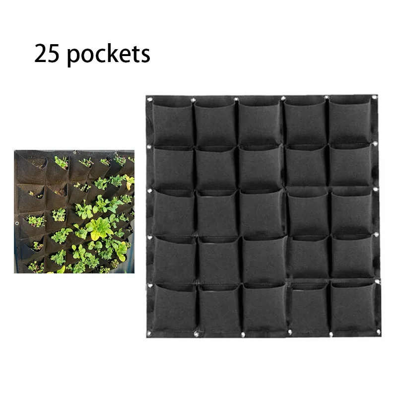 

Grow Bag Wall Hanging Planting Bags Black Pockets Planter Vertical Garden Vegetable Living Bonsai Flower Plant Pot 25 Pockets