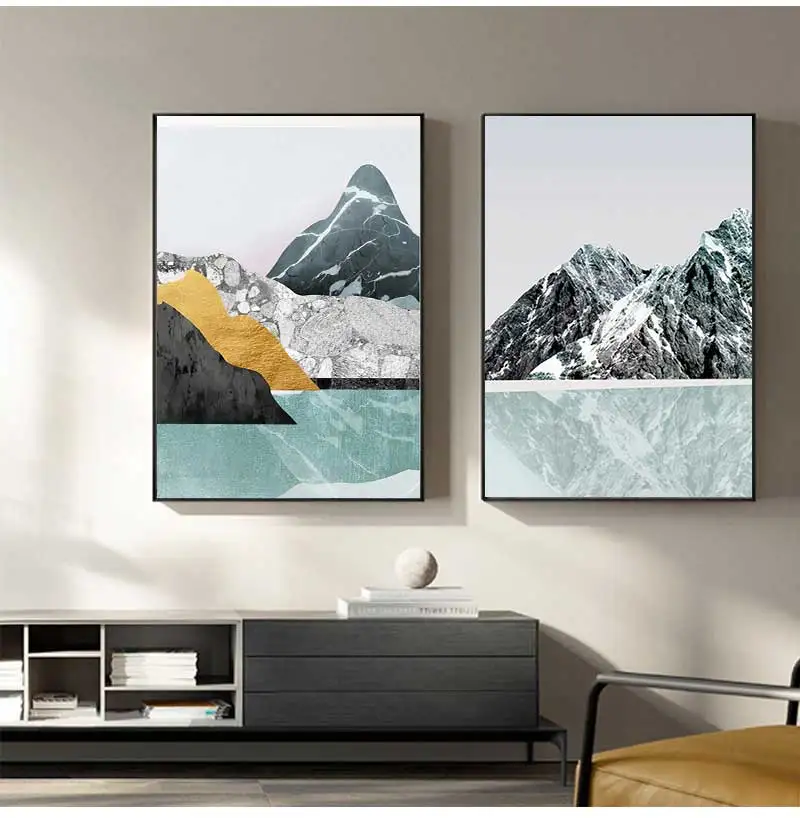 Wall Art Picture Home Corridor Decoration Abstract Canvas Painting Mountain Forest Sunset Landscape Nordic Poster Print