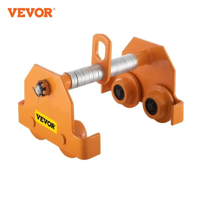 Carrello manuale VEVOR con rivestimento a polvere del rullo cingolato di larghezza regolabile e paranco a catena a doppia ruota per trave I curva diritta