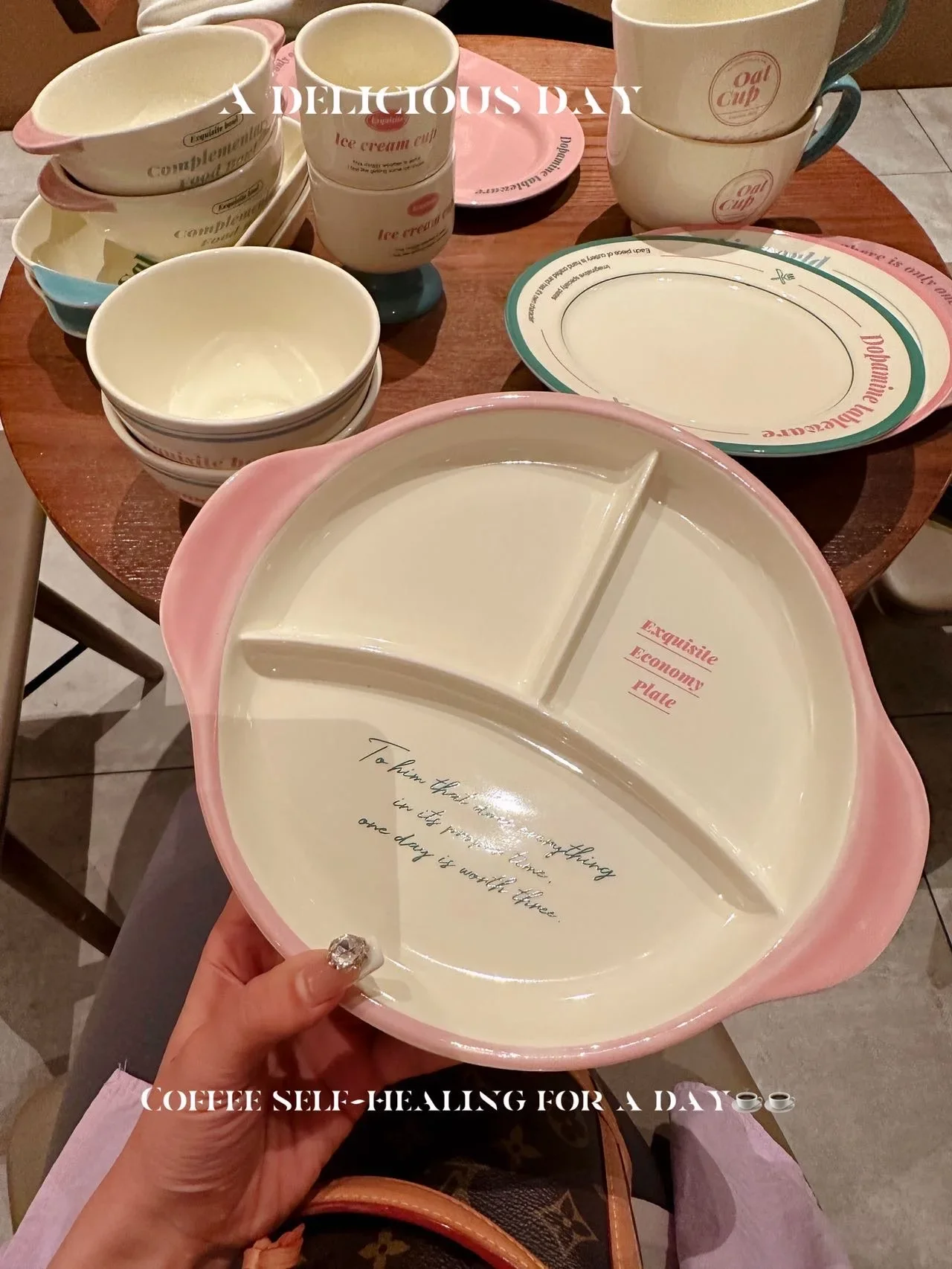 Korean Style Letter French Tableware Ceramic Plate and Bowl Set Household Rice Bowl Breakfast Plate for One Person