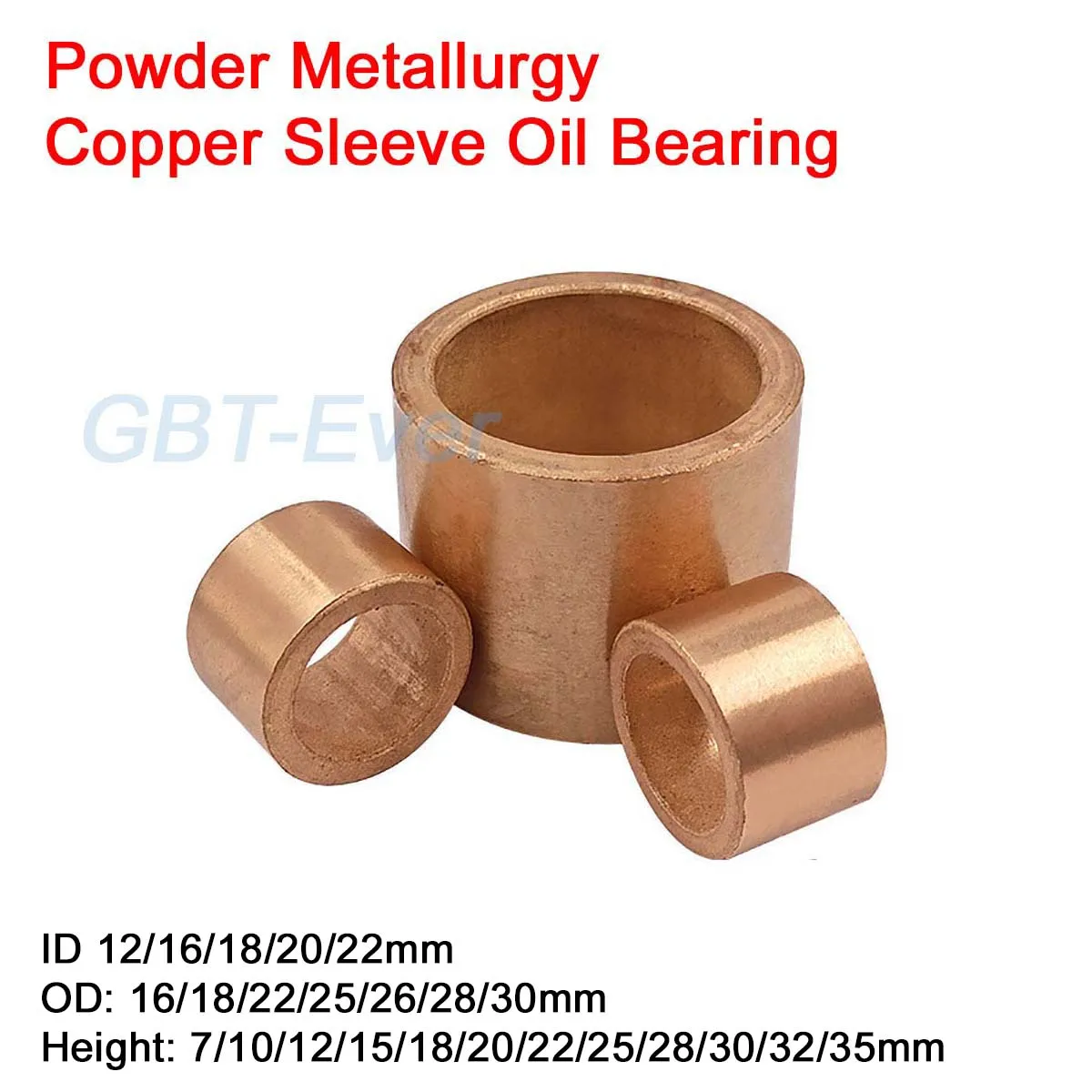 

1/2Pcs Powder Metallurgy Copper Sleeve Oil Bearing ID 12/16/18/20/22mm OD 16/18/22/25/26/28/30mm Bearing Sleeve Base Bushing