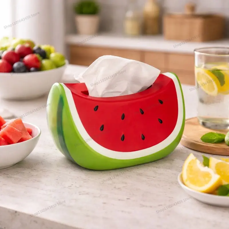 Watermelon tissue box, high-end feel, living room coffee table, dining table, paper storage box