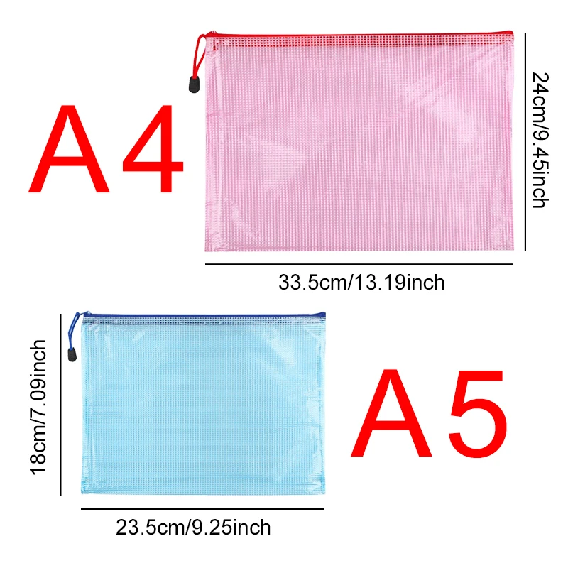 Grade saco com zíper 5/10/15/20 pçs pvc mix cor transparente à prova dwaterproof água armazenamento de documentos estudante papelaria escola material de escritório zyf