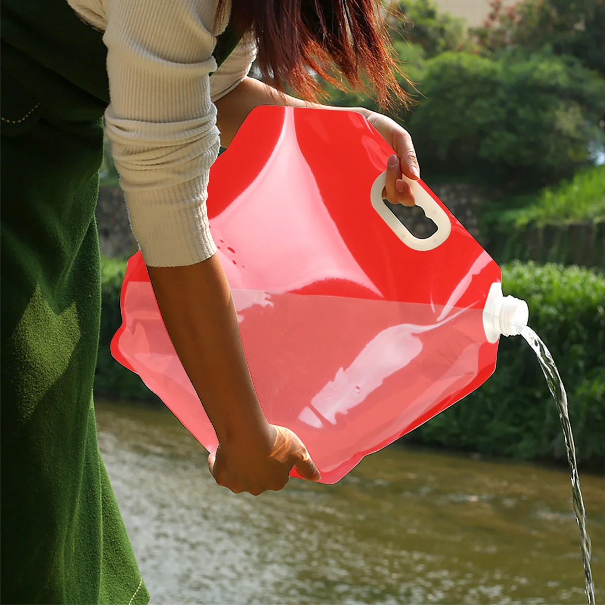 

2pcs Portable Bag Car Water Container Large Capacity Foldable Outdoor Camping Car Water Container PE Safe Healthy