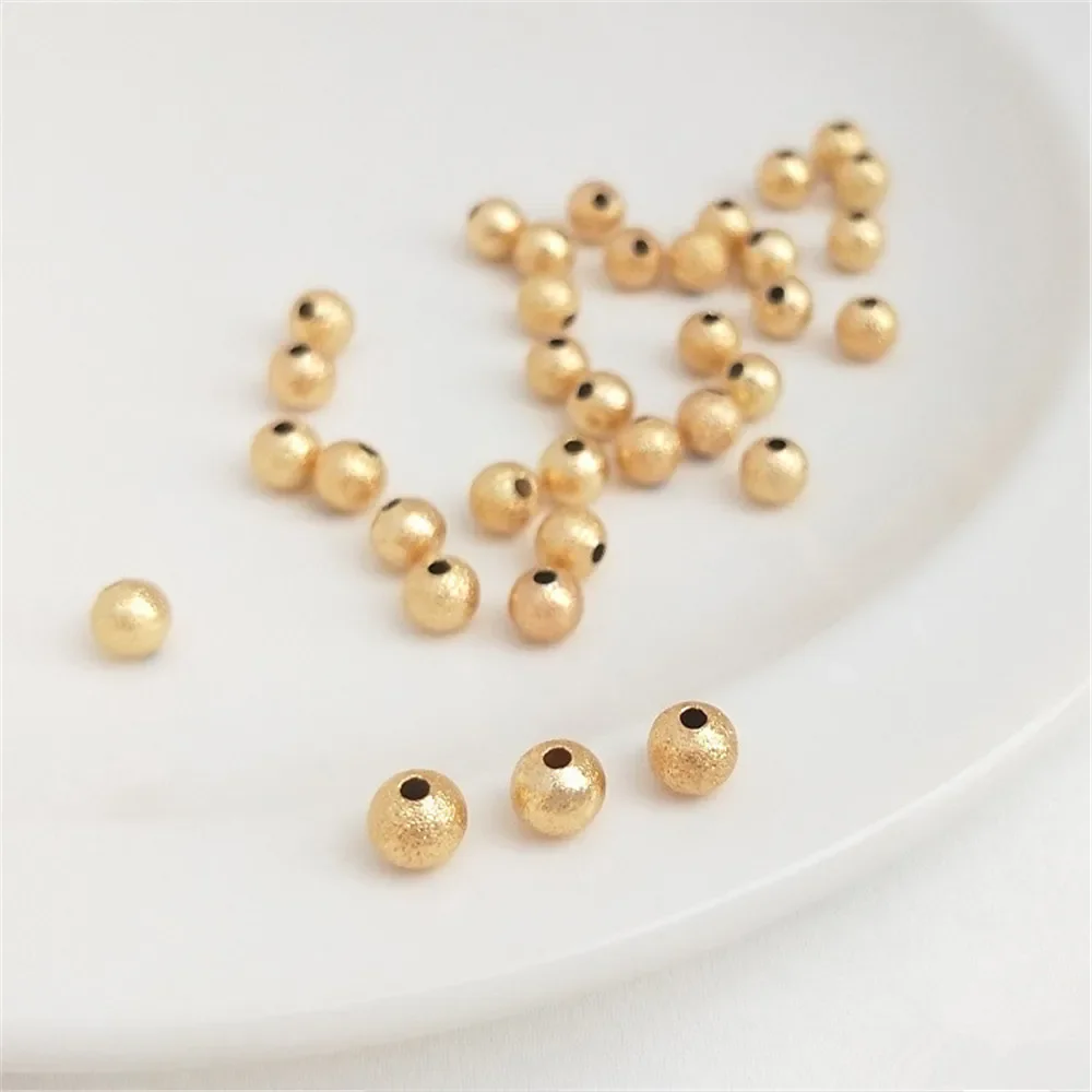 

14K Gold Plated Frosted gold bead sand surface round bead loose bead DIY handmade bracelet jewelry string ornaments