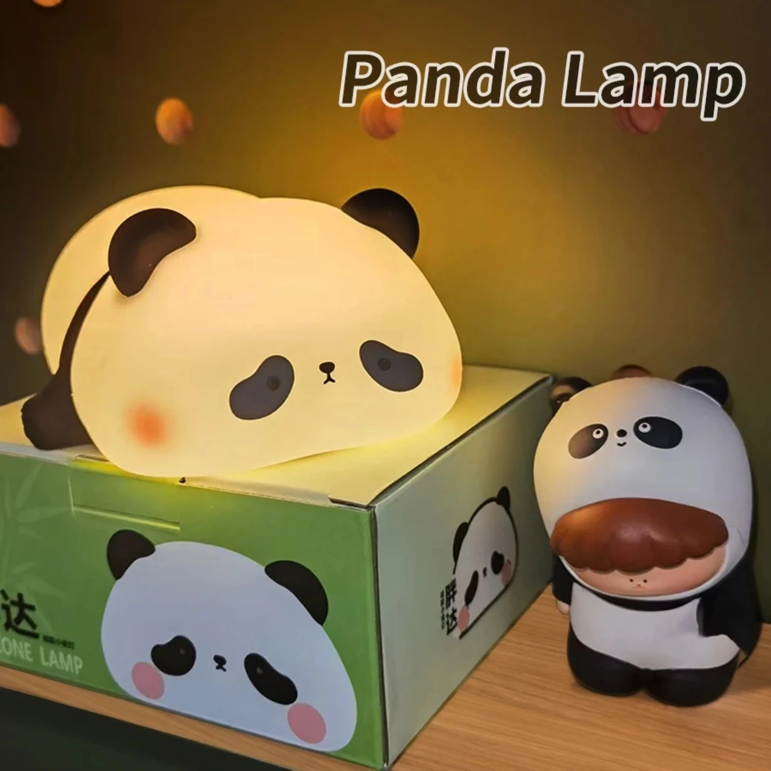 USB Rechargeable Panda LED Night Light Silicone Cartoon Touch Sensor Lamp Birthday Gift   Children Bedside Decoration