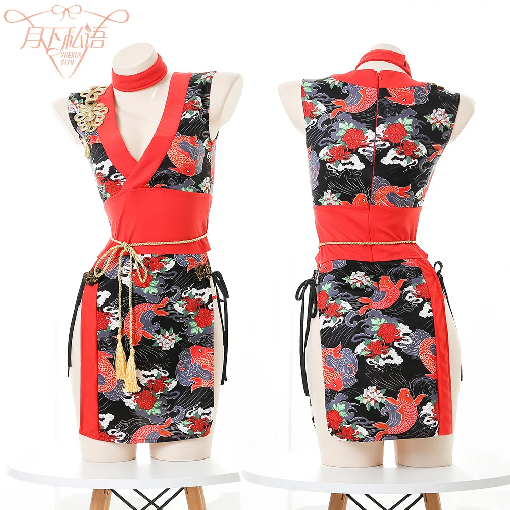 

Wholesale Women's Sexy V-NecK Sleeveless Roleplay Dancing Queen Lingerie Dress Stylish Chinese Style High Slip Babydoll