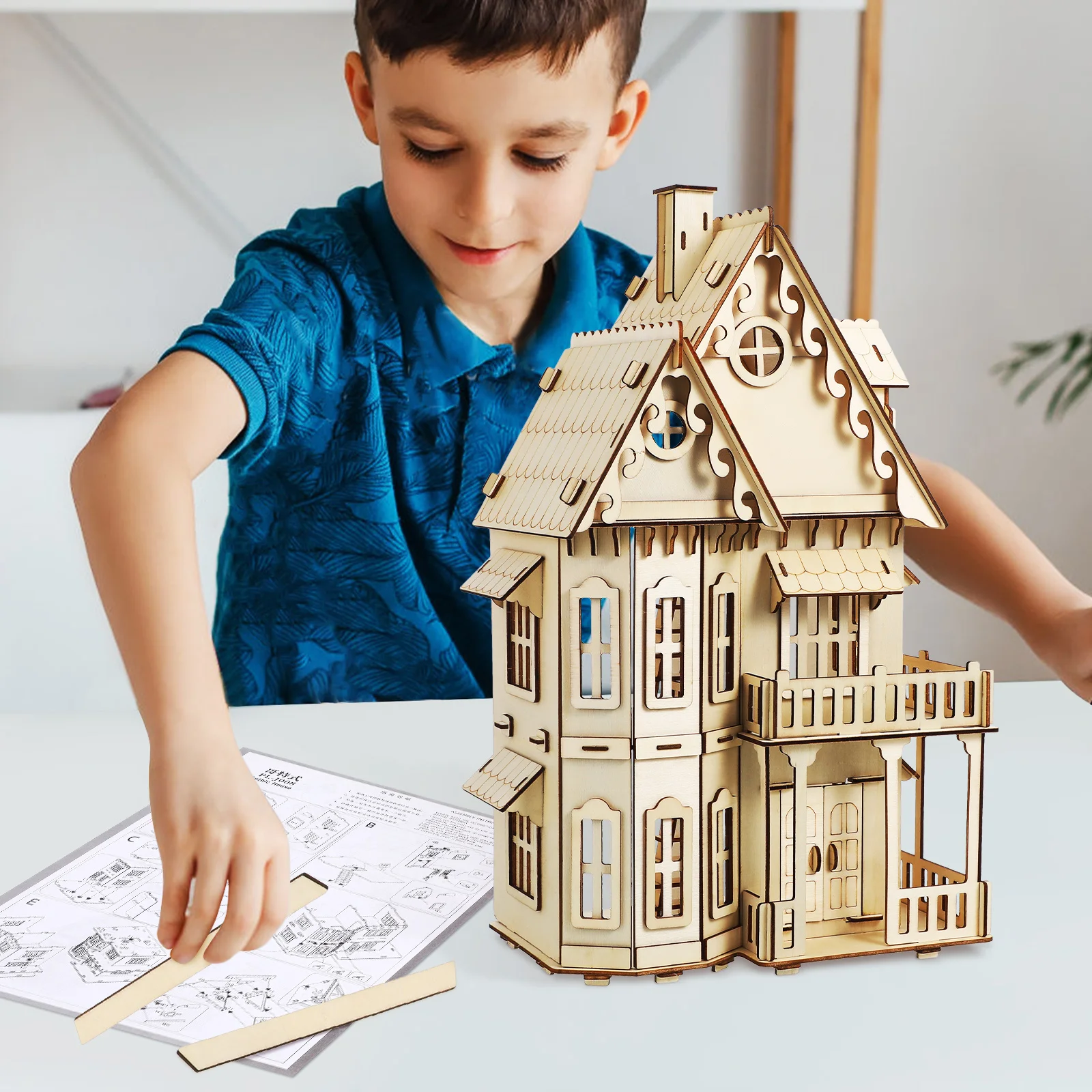 

Gothic Villa 3D Wooden Puzzle House Puzzle For Adults Kids Challenging Brain Teaser Home Decoration Gift Wood