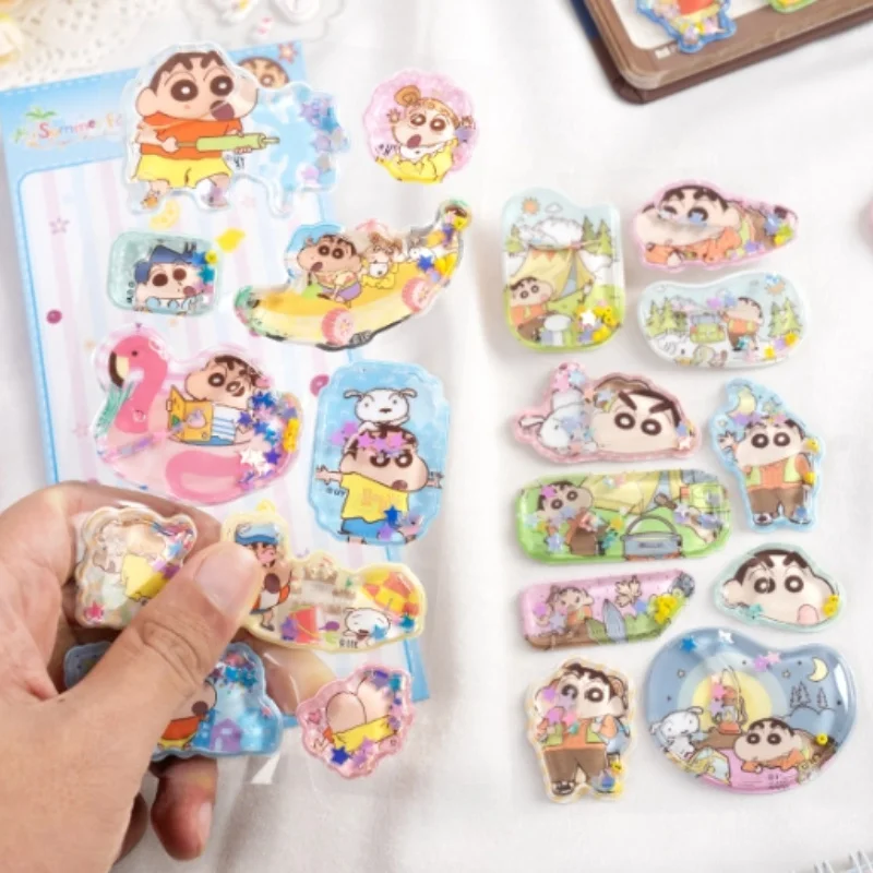 Kawaii تلوين شين المياه ملصق 3d الرمال المتحركة قضية الهاتف المحمول لاصقة تزيين المياه برهان Diy بها بنفسك حساب اليد ملصق هدية