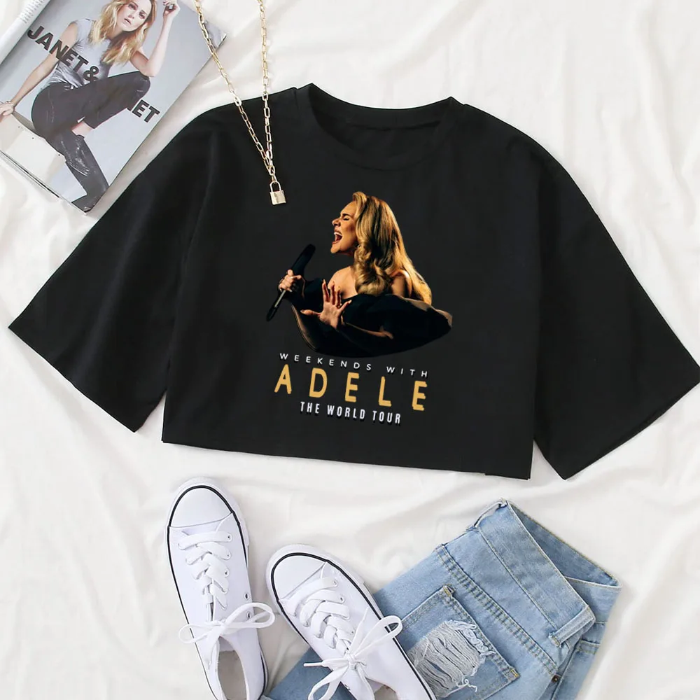 Weekends With Adele The World Tour 2024 Shirt Women Crop Tops O-Neck Short Sleeves Fans Gift T-shirt