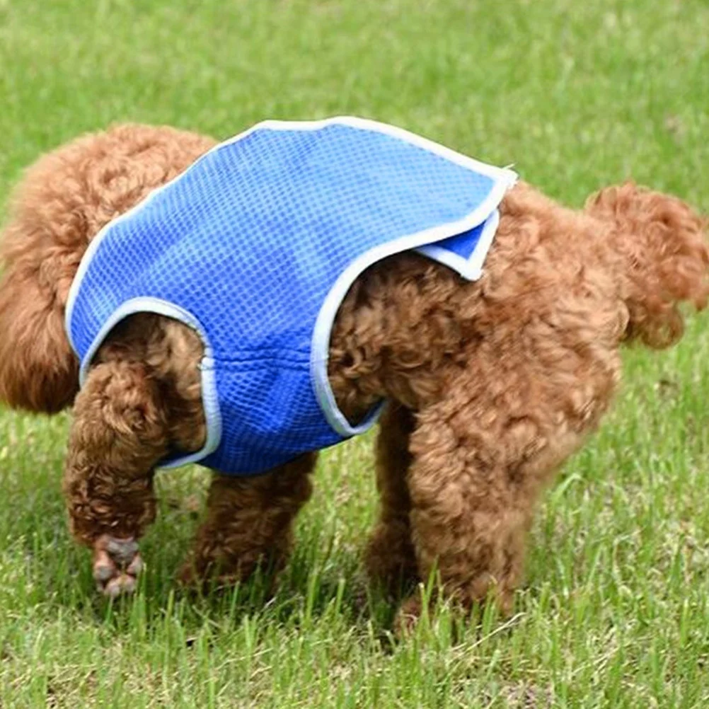 

Cooling Vest for Dogs Pet Dog Ice Cooling Harness Lightweight Mesh Vest with Tape Adjustable Comfortable Fit Blue S