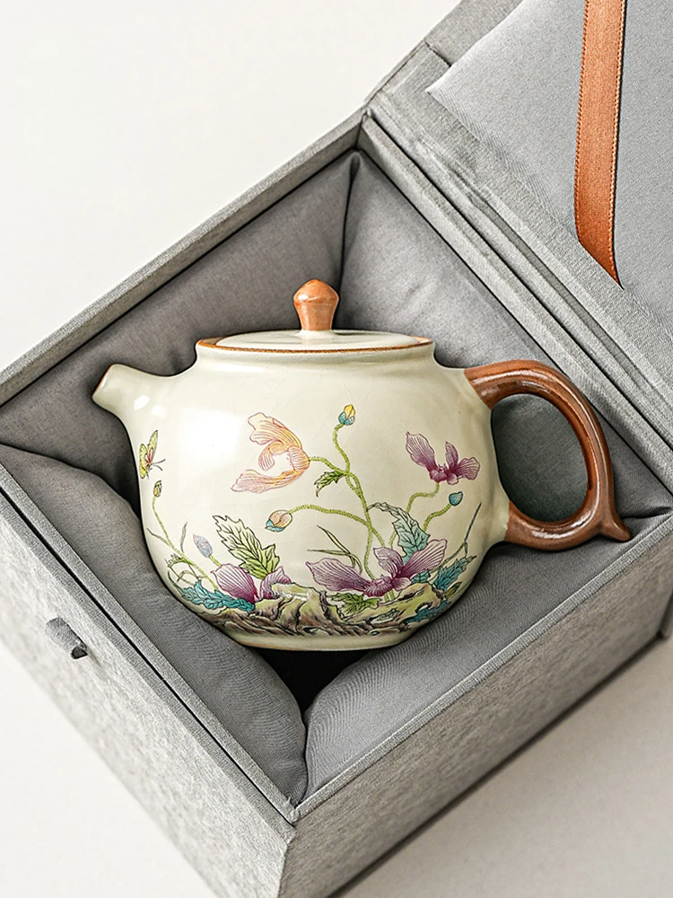Ru Ware Teapot Household Porcelain Kung Fu Tea Set Single Teapot Water Bottle For One Person For Drinking Ladies Little Teapot