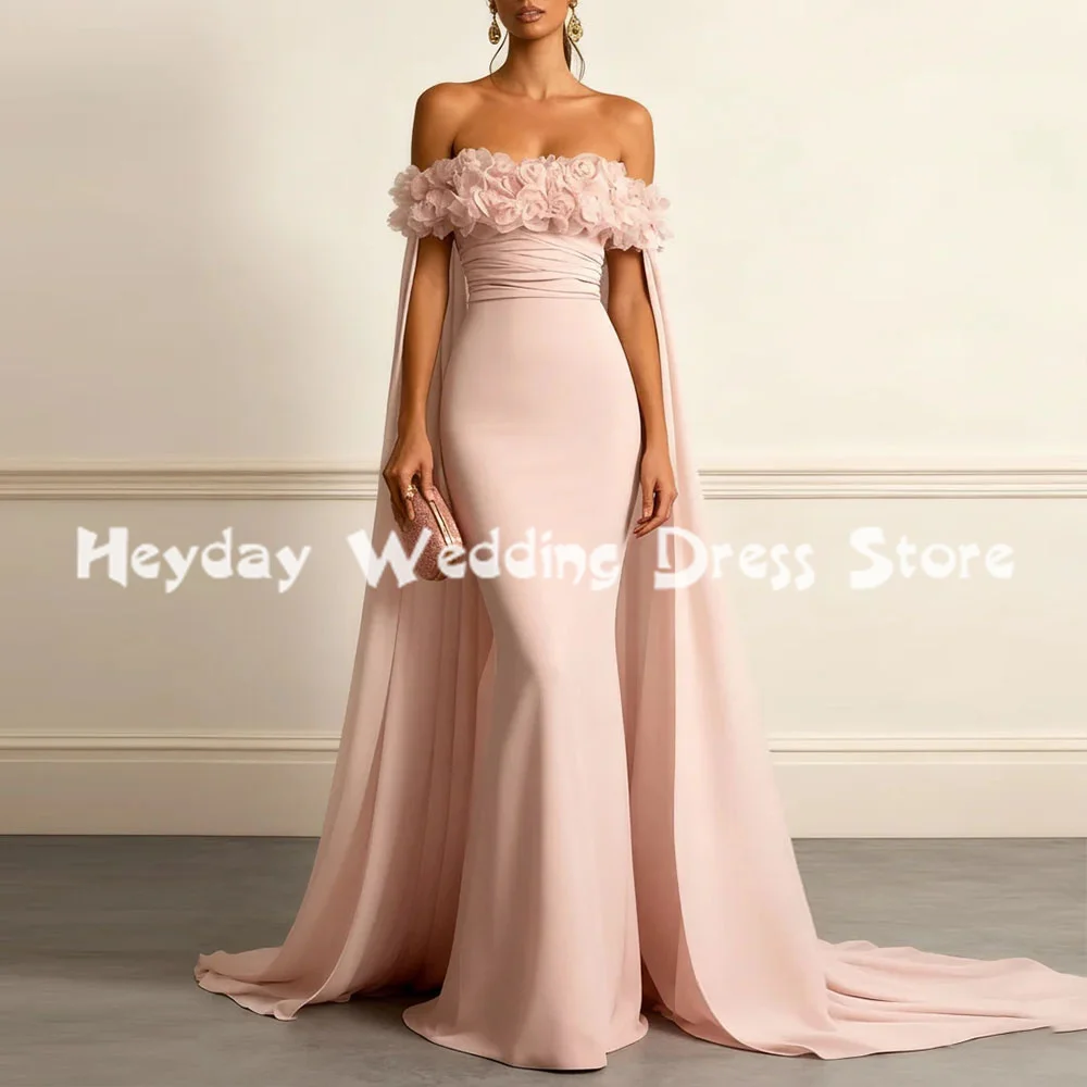 

Heyday женское вечернее платье русалки с вырезом лодочкой и 3D цветами по индивидуальному заказу с короткими рукавами длиной до пола, вечерние элегантные платья 2025