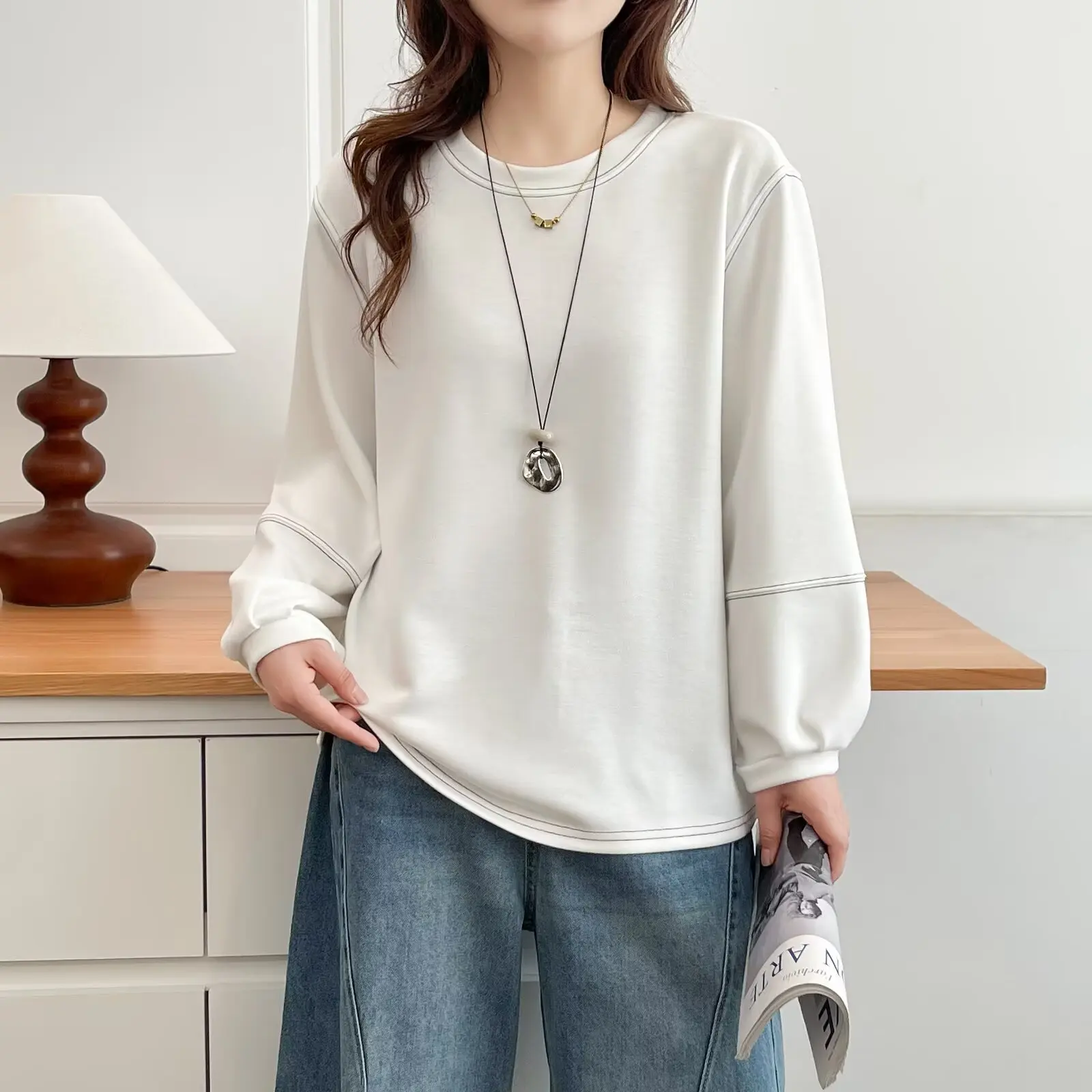 

Модные женские толстовки больших размеров в осеннем стиле, простые яркие лоскутные топы с рукавами-фонариками 2552