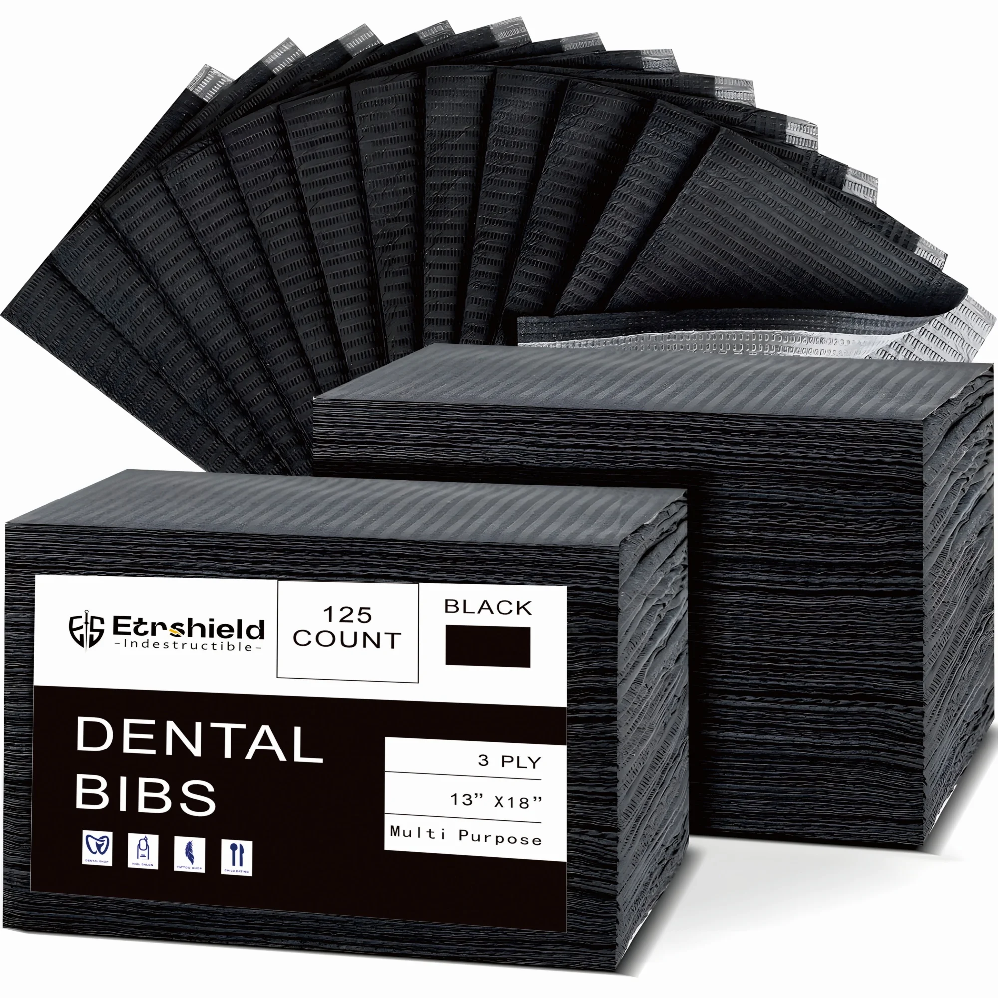 

125-Pack 13x18 Inch 3-Layer Disposable Tattoo Table Cover, Multi-Use Protective Sheets, 2-Ply Tissue & Water-Resistant Poly Back