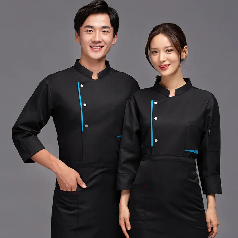 c391-hotel-chef's-overalls-men's-long-sleeves-hotel-waiter-coat-baking-western-restaurant-catering-chef's-clothes
