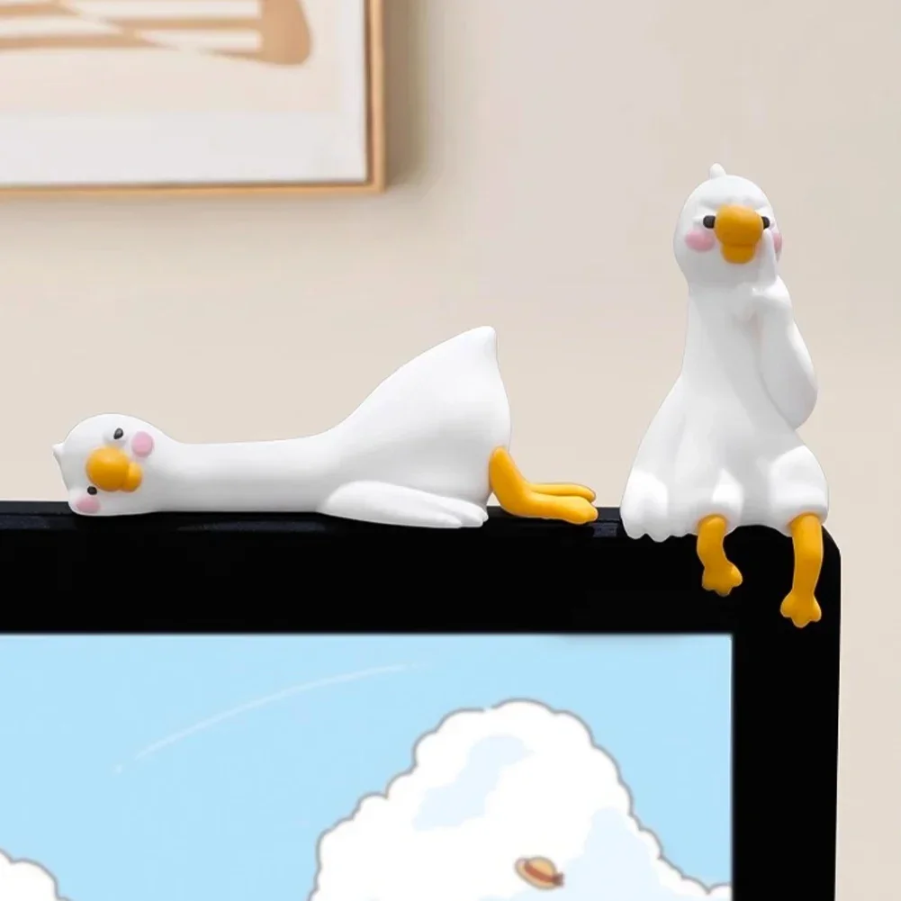 1-4PCS Cute 3D Duck Figurine Mini Resin Duck Ornament Car Interior Decor Accessories For Desk Car Dashboard TV Monitor Gift Idea