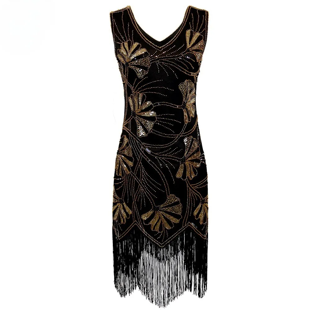 1920s Vintage Sequin Flapper Dress - Fringed Latin Dance Gown for Ballroom Parties, Stage Performances & Formal Gatherings
