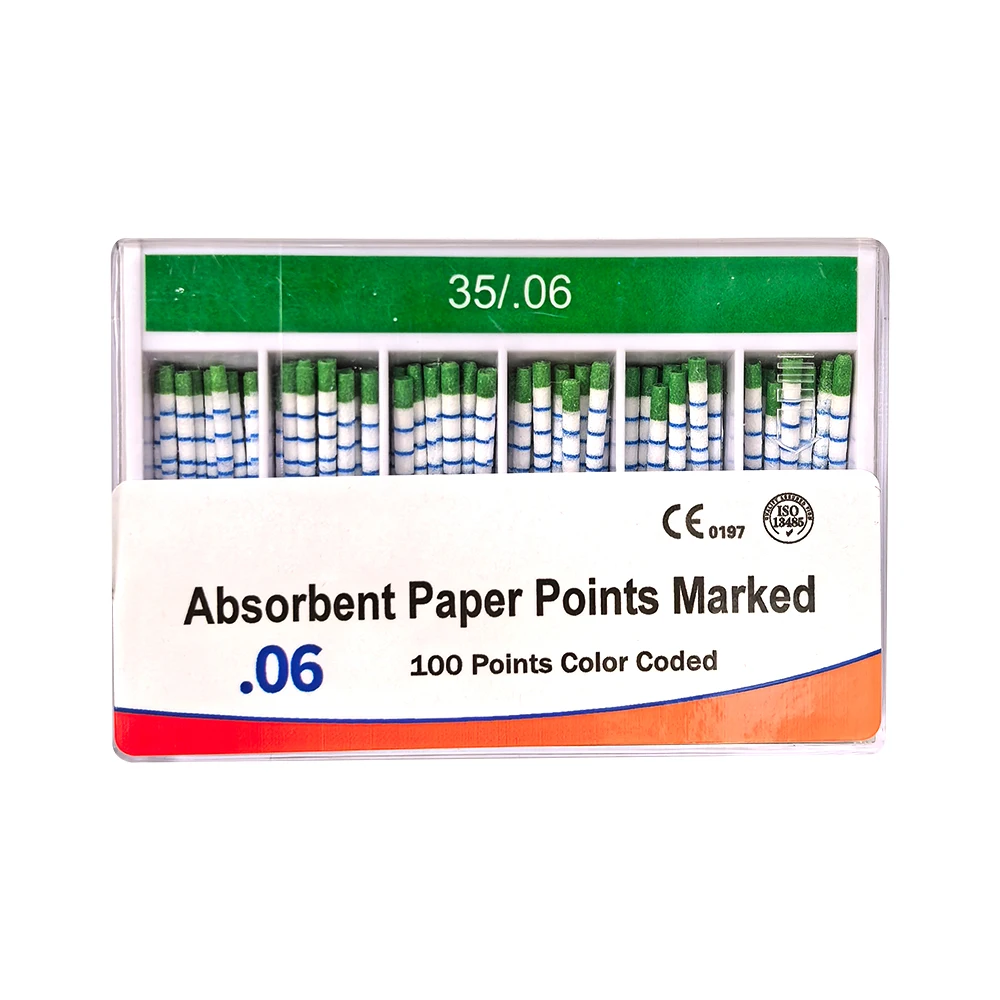 06 Taper Dental Absorbent Paper Points mm marked 25# Paper Points Root Canal Absorption Pure Cotton Fiber Dental Material