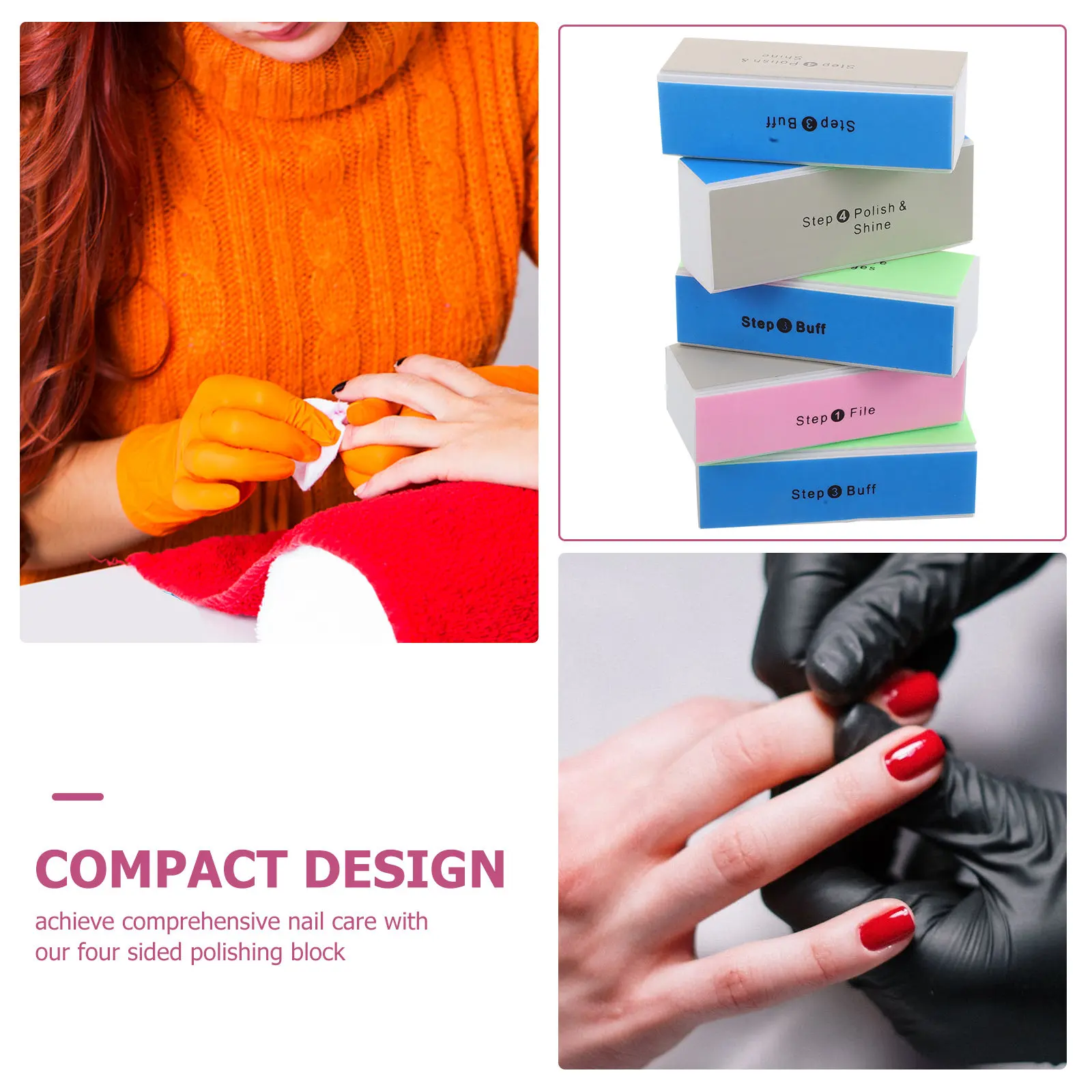 10Pcs Nail Buffer Blocks Blue Four Sided Buffing Sanding Block Professional Manicure Tools Nail File Buffer for Natural Gel