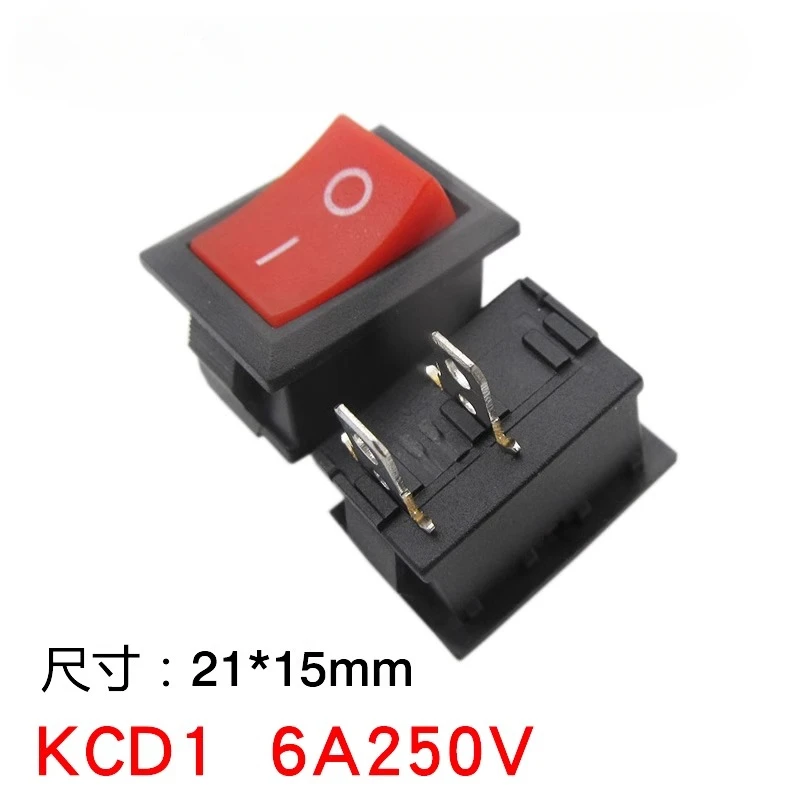 10PCS Switch ON-OFF KCD1 15*21mm 2pin Ship Type Switch 6A 250V 10A 125V 15X21 Rocker Switch power switch